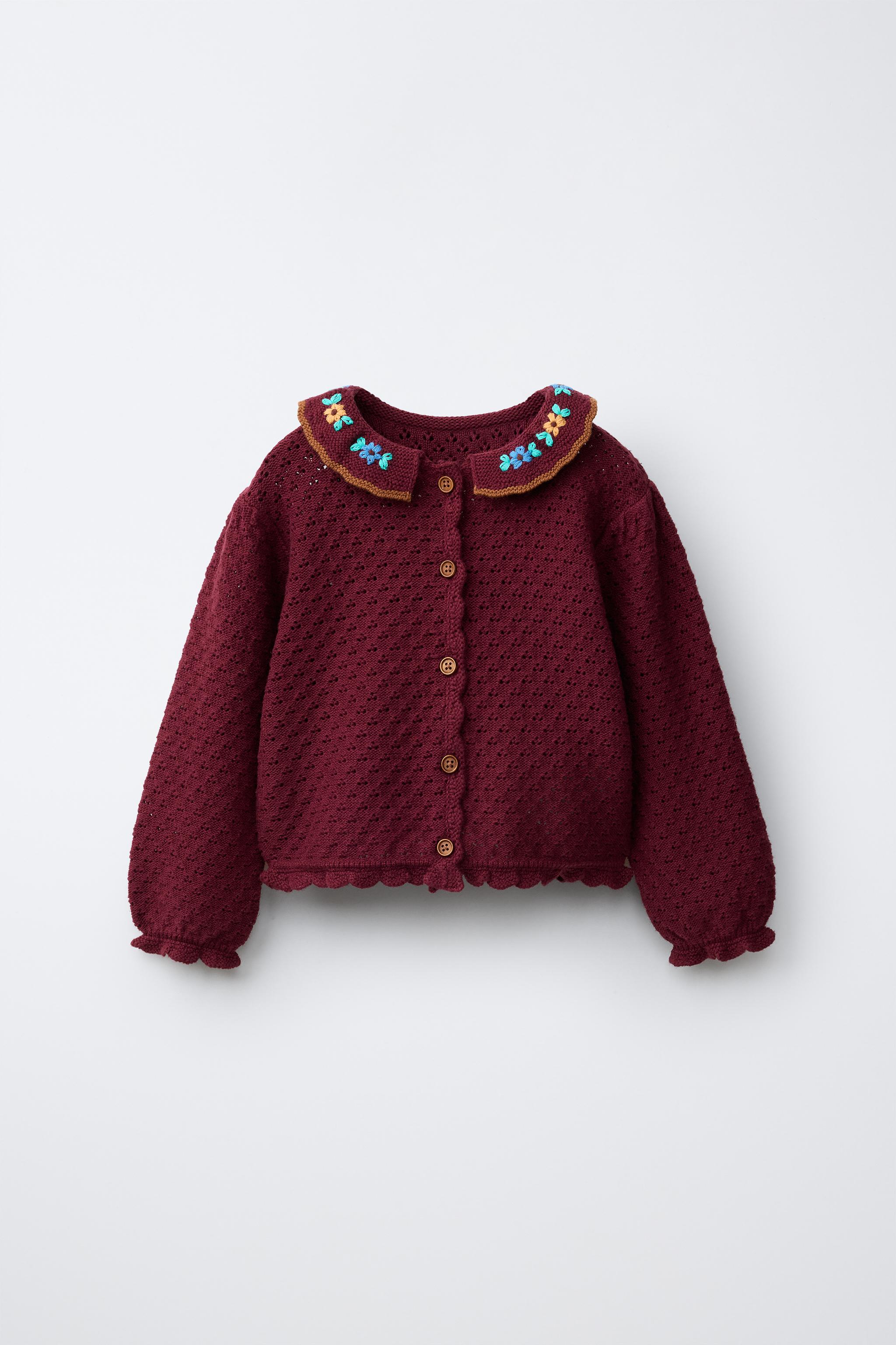 GILET EN MAILLE BRODÉ COTON ET LIN